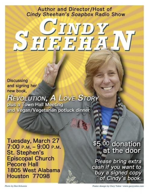 Cindy Sheehan in Houston Tuesday March 27